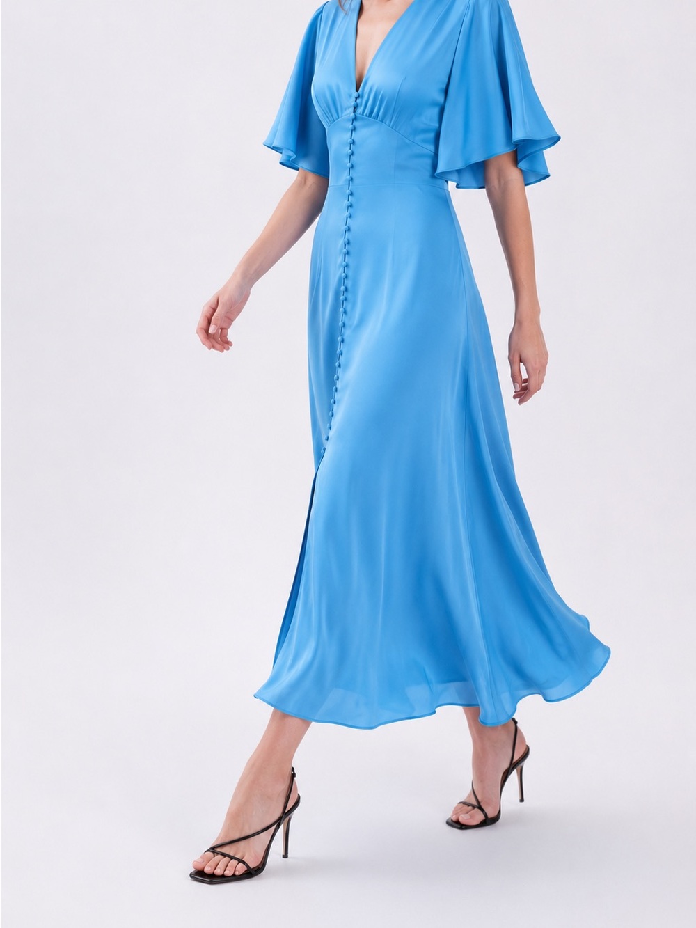 ⁠NWT Zapa Paris Blue Midi Dress French Chic Quiet Luxury FR 42 Fits Approx US 10